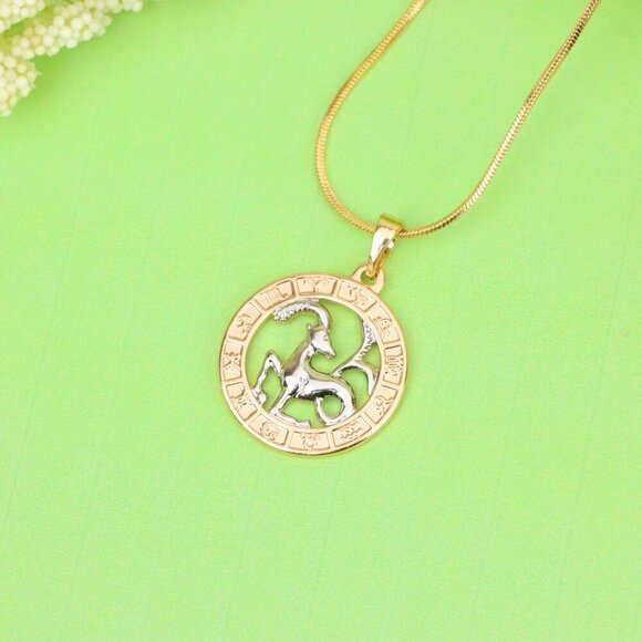 "Rose Gold Capricorn Zodiac Pendant with Elegant Goat Symbol Design, XPPT1452 - Picture 3 of 12